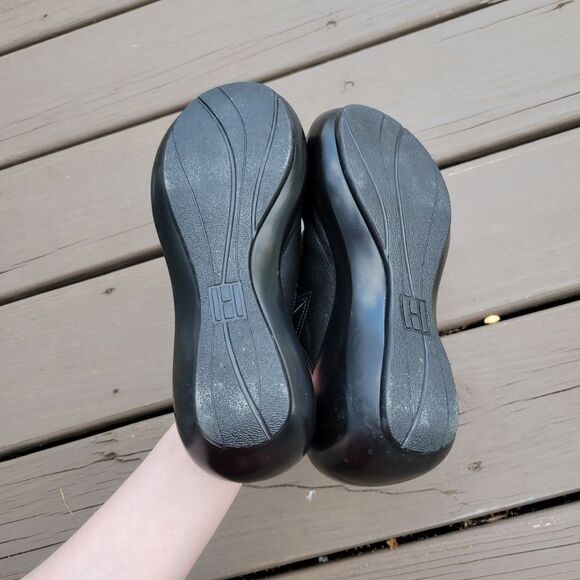 Vintage 90s y2k Tommy Hilfiger Bratz Black Leather Platform Wedge Chunky Mules 6 - Picture 5 of 9